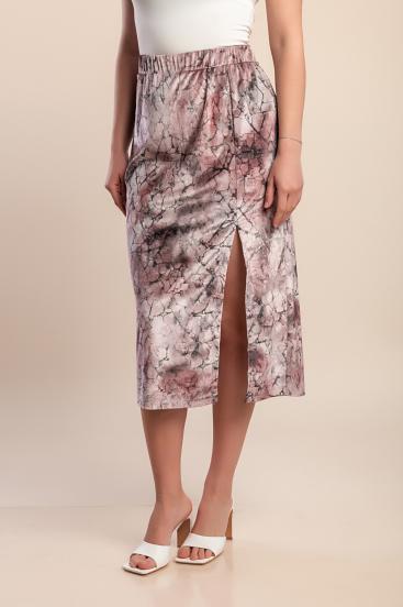 Plus size midi skirt with print, light pink