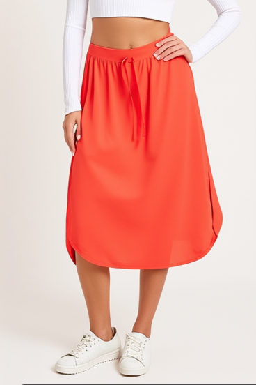 Plus size midi skirt, coral