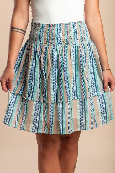 Cotton mini skirt with print, multicolored