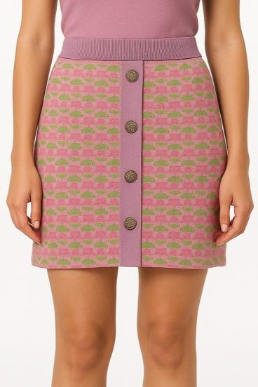 Cotton skirt with print, pink