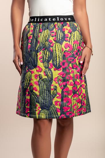 Midi skirt with print, green