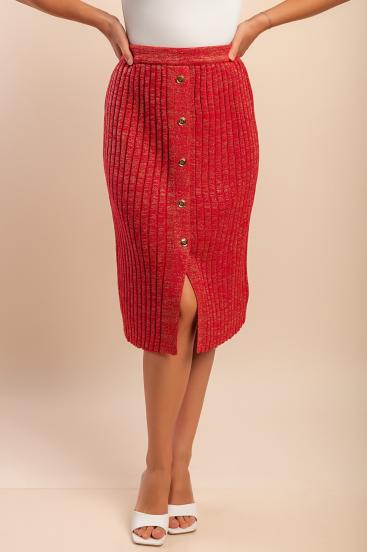 Cotton skirt with buttons, red
