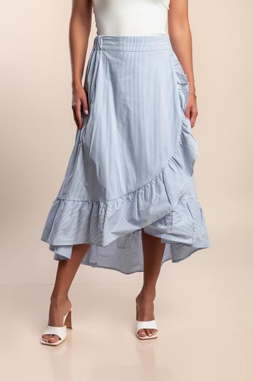 Cotton skirt with ruffles, light blue