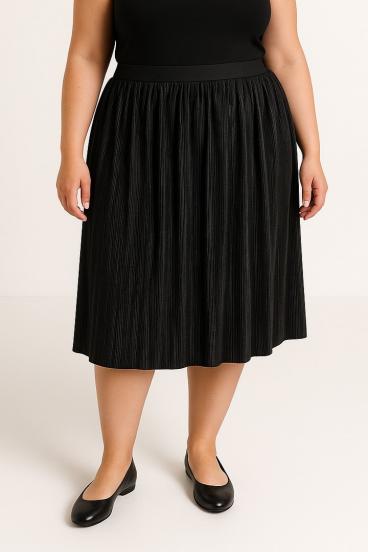 Plus size midi skirt, black