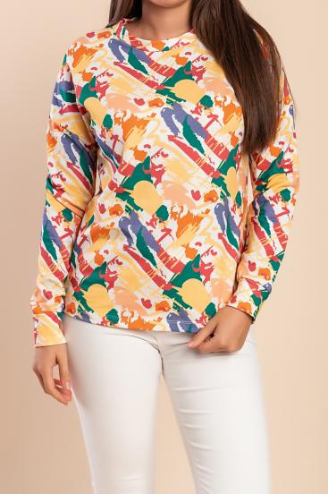 Cotton T-shirt with print, multicolored