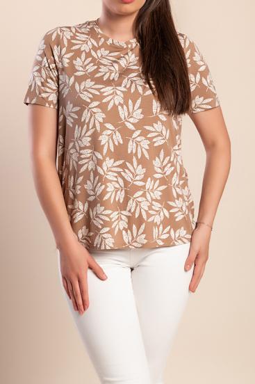 Plus size printed blouse, beige