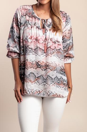 Printed blouse, gray