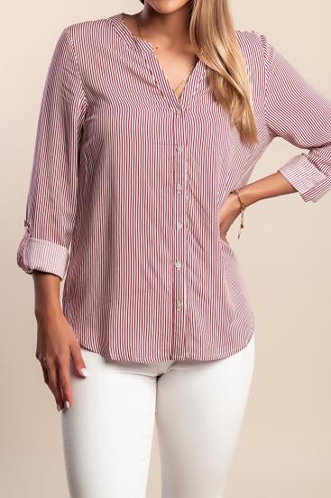 Plus size shirt with striped print, red