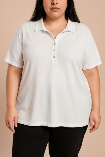 Plus size tunic with buttons, white