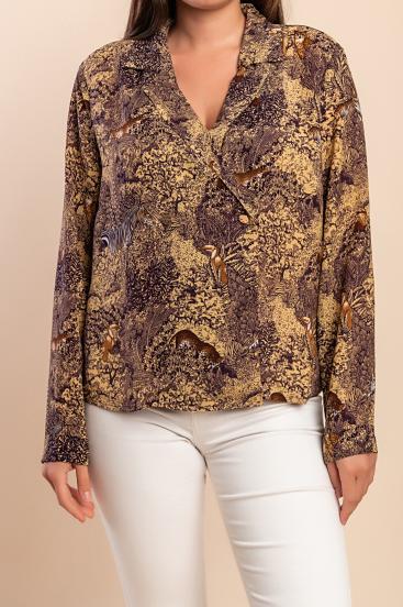 Printed blouse, brown