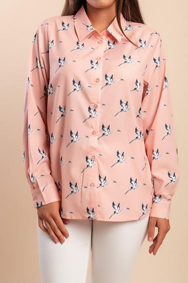 Plus size printed shirt, pink