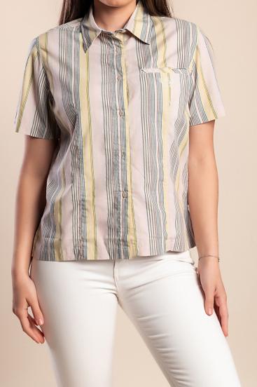 Striped short-sleeved shirt, lilac