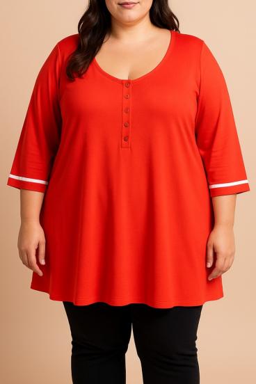 Plus size top with buttons, red
