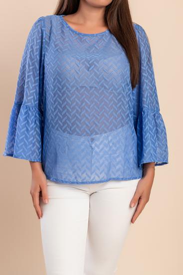 Semi-transparent blouse, blue