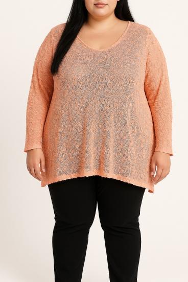 Plus size sweater, coral