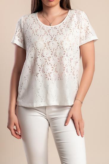 Plus size lace top, white