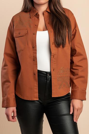 Cotton jacket with buttons, brown