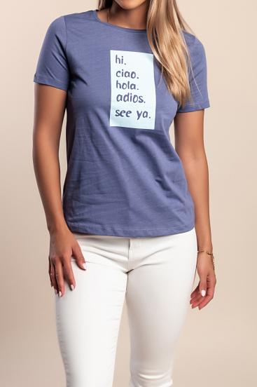 Cotton T-shirt with print, blue
