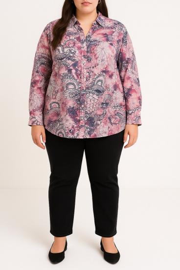 Plus size printed blouse, pink