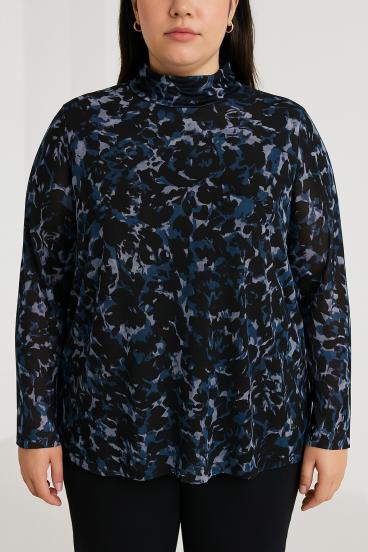 Plus size printed blouse, black