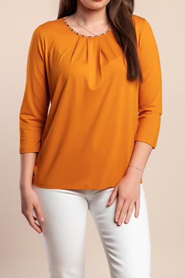 Plus size 3/4 sleeve top, orange