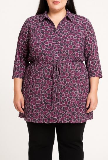 Plus size blouse with print, purple