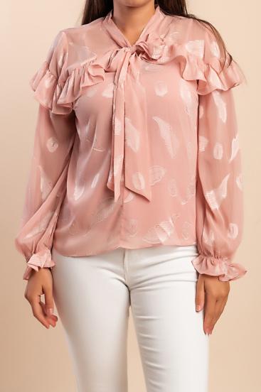 Blouse with ruffles, light pink