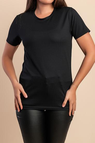 T-shirt with round neckline, black