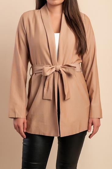 Blazer with belt, beige