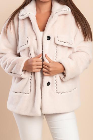 Plus size short coat, cream