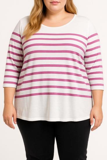 Cotton Top with striped print, pink