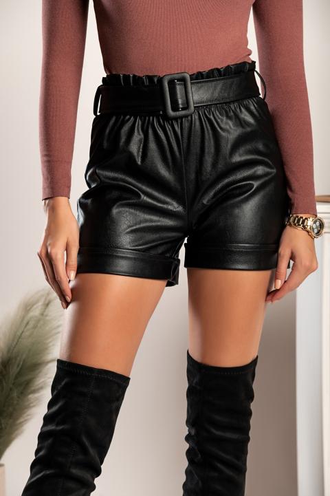Faux leather shorts Riodna, black