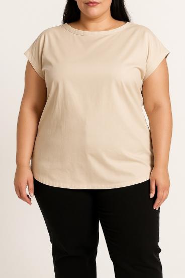 Plus size blouse with buttons, beige