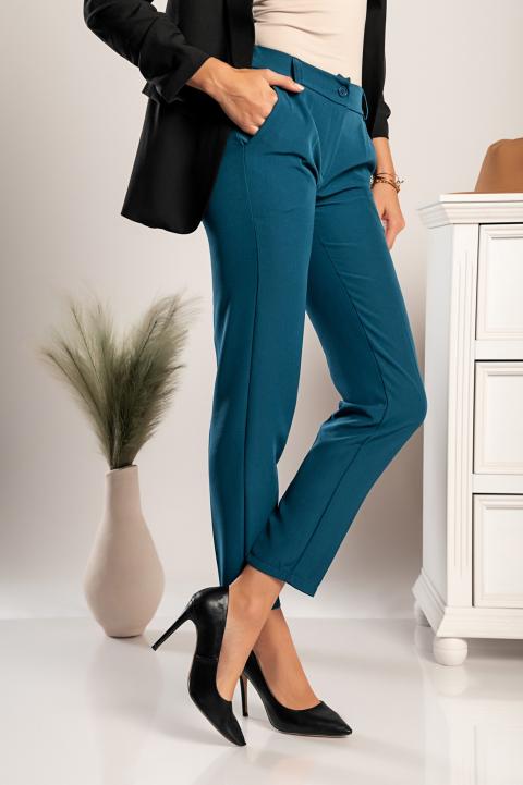 Elegant long trousers with straight trousers Tordina, Petrol