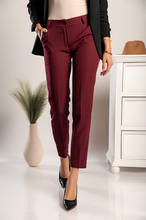 Elegant long trousers with straight legs Tordina, burgundy