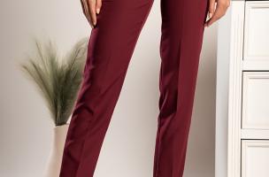 Elegant long trousers with straight legs Tordina, burgundy