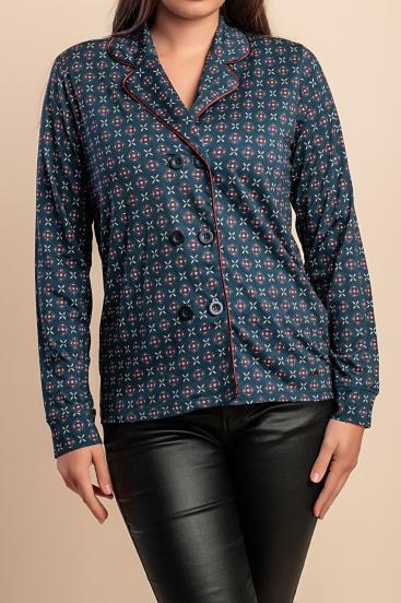 Printed blouse, dark blue