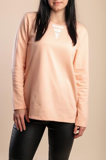 Plus size Top with round neckline, apricot