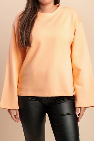 Cotton blouse with print, orange