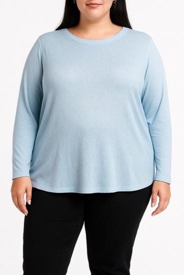 Plus size Top with round neckline, light blue