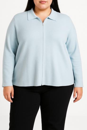Knitted zip-up cardigan, light blue