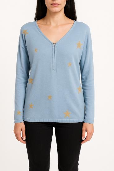 Zip-up Top, Blue