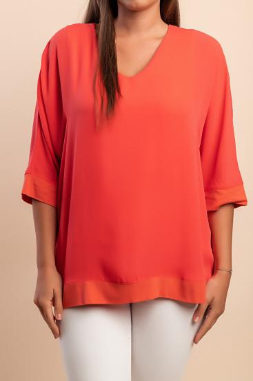 3/4 Sleeve Blouse, Coral