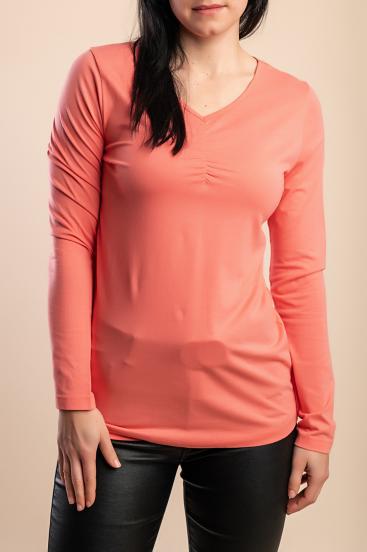 Plus size Top with "V" neckline, coral
