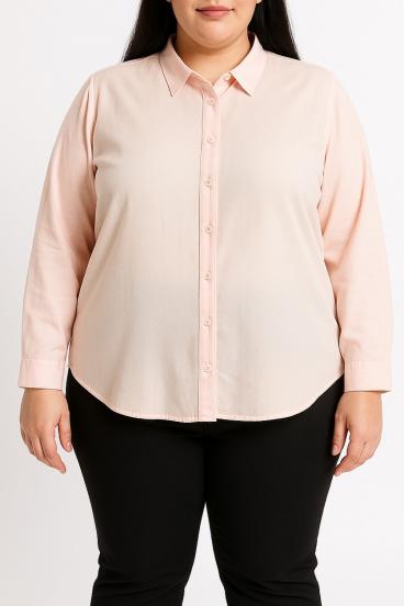 Plus size cotton shirt, light pink