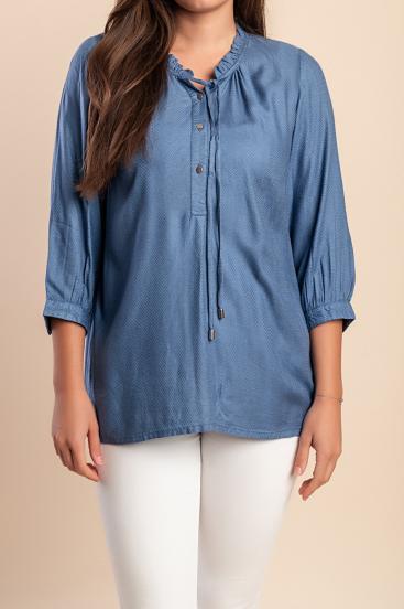 Buttoned blouse, blue
