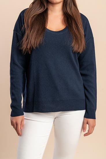 Crew Neck Sweater, Dark Blue