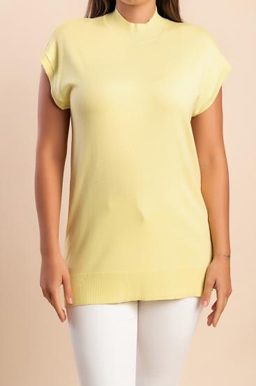 Top with high collar, yellow