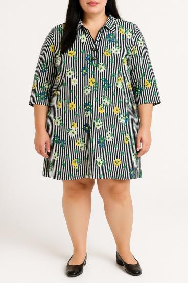 Plus size blouse with floral print, white