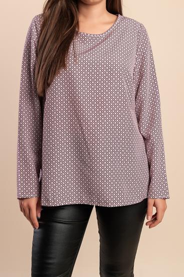 Printed blouse, burgundy